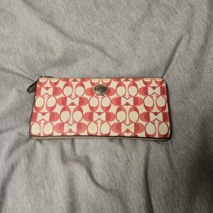 Pink and White Coach Print Wallet